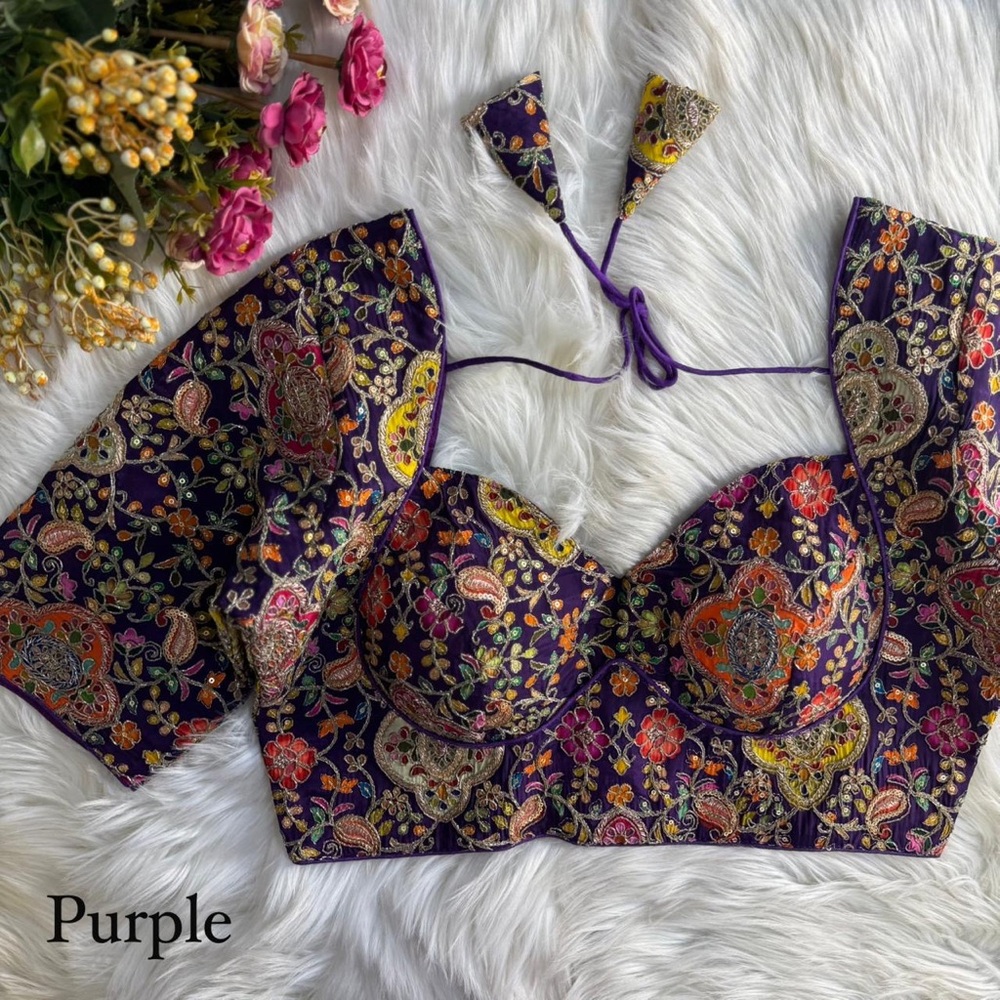 Floral Purple sari blouse